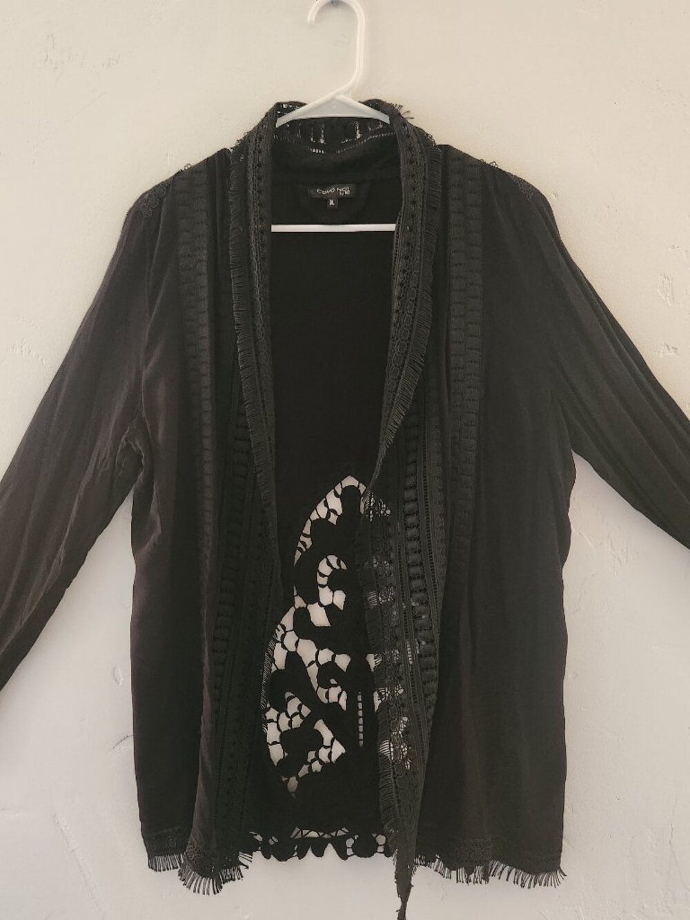 NWOT Como No? Black cover up/light cardigan, size XL